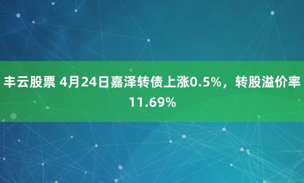 丰云股票 4月24日嘉泽转债上涨0.5%，转股溢价率11.69%